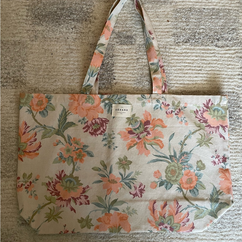 Sezane floral tote bag
